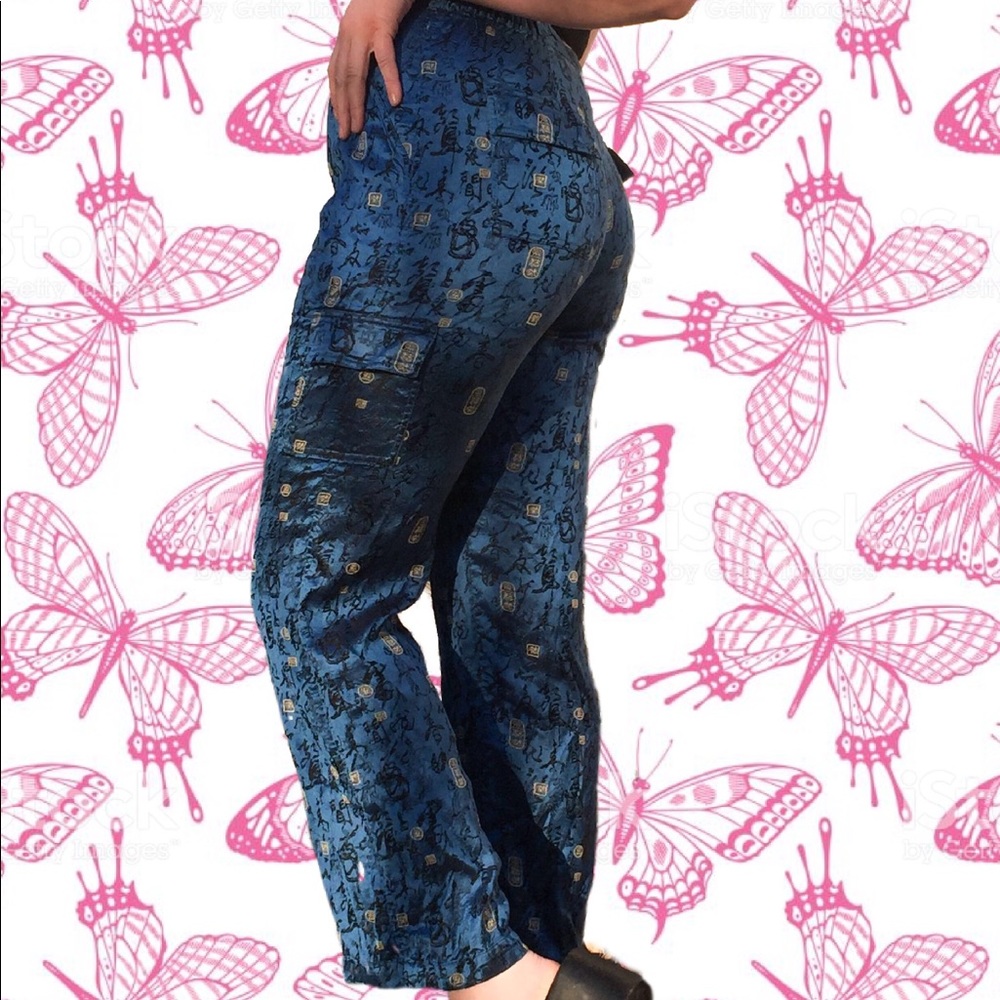 ***SOLD***Asian Inspired Blue Silk Pants